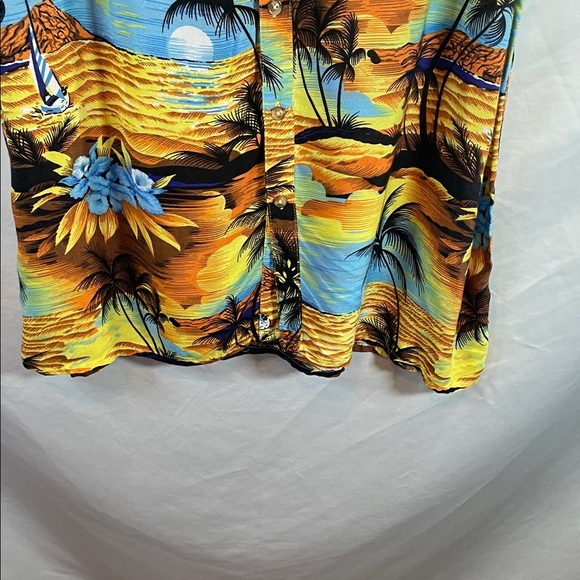 One Teaspoon Tropical Sunset Button Down Shirt - Yellow and Blue - Picture 7 of 8